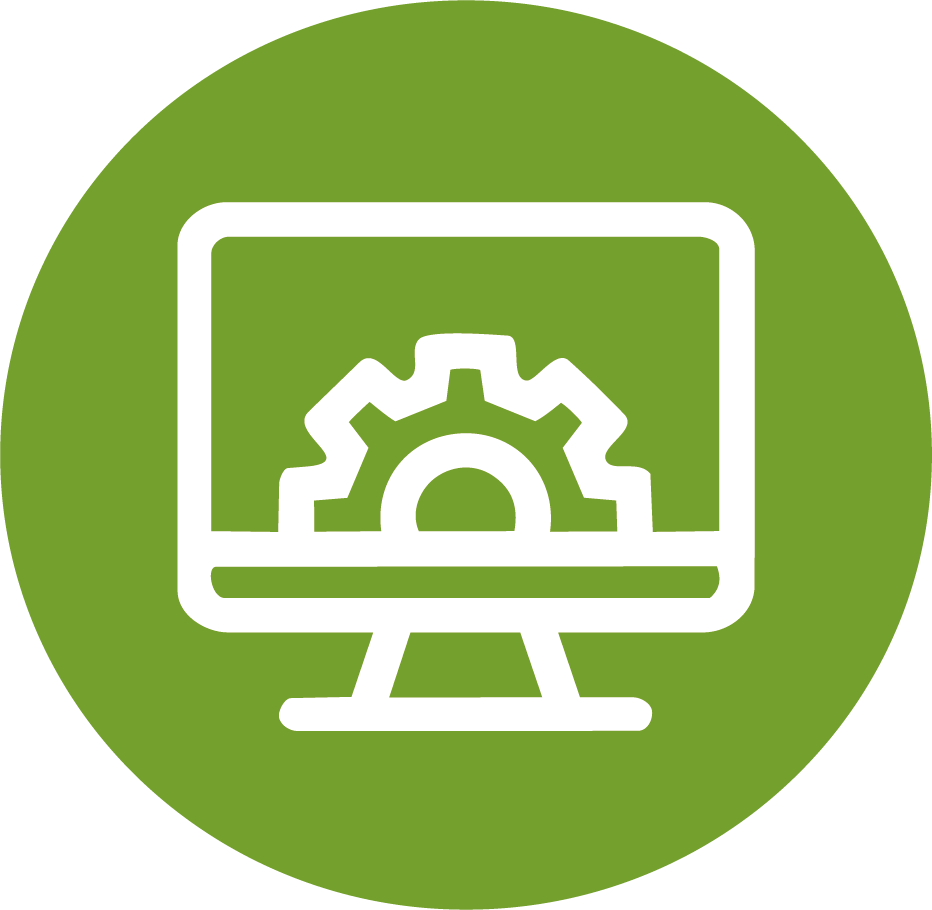 Icon: Monitor mit Zahnrad &ndash; Online-Service - Mobil